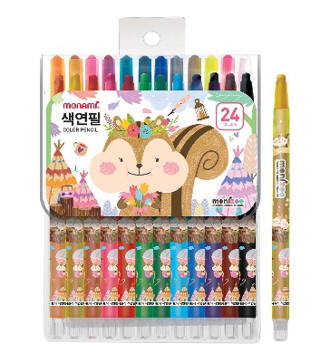 9500 모나미 모니주 샤프식 색연필 24색 핑크 (12세트 x 3971원)
