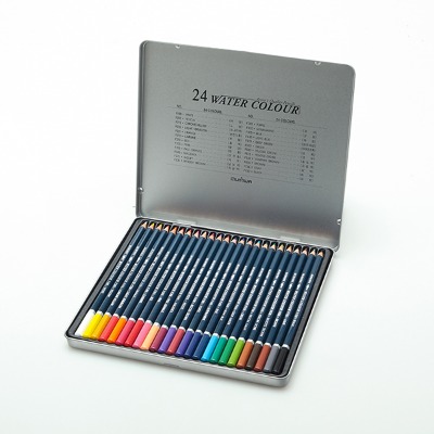 문화연필 24색 수채색연필 틴케이스
